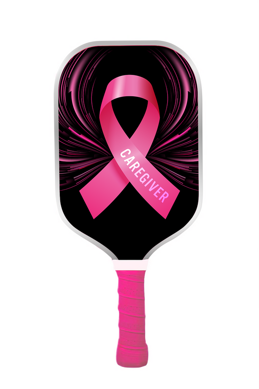 Caregiver Edition Pickleball Paddle — Pink Ribbon Halo Wings