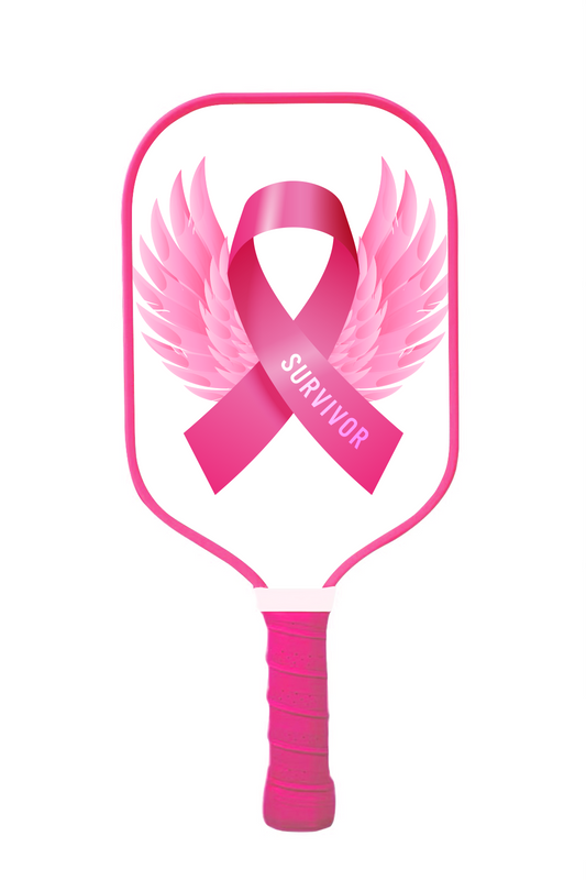 Survivor Edition Pickleball Paddle — Pink Ribbon Wings