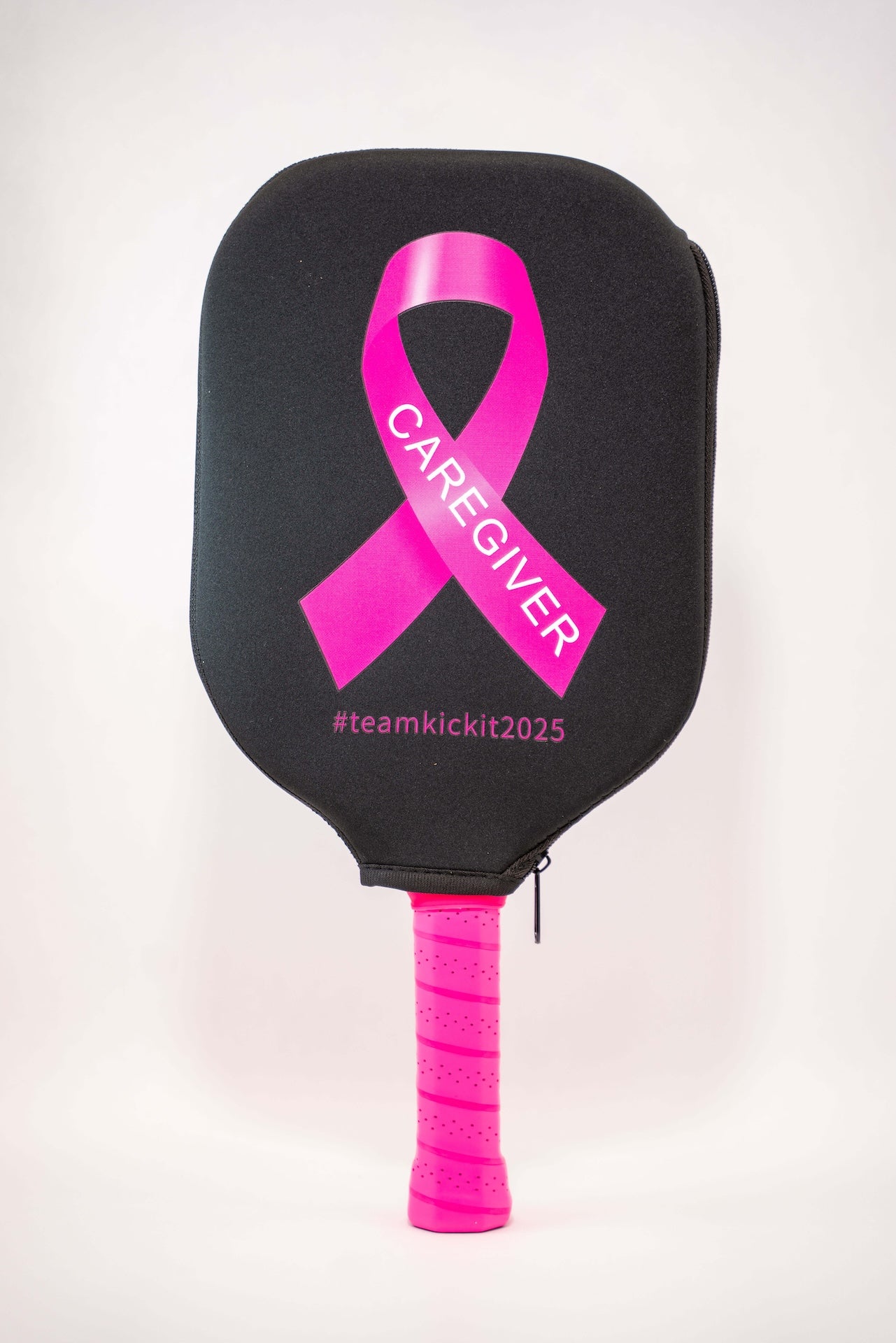 Caregiver Edition Pickleball Paddle — Pink Ribbon Halo Wings