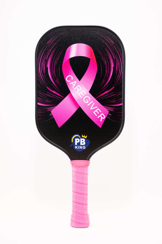 Caregiver Edition Pickleball Paddle — Pink Ribbon Halo Wings